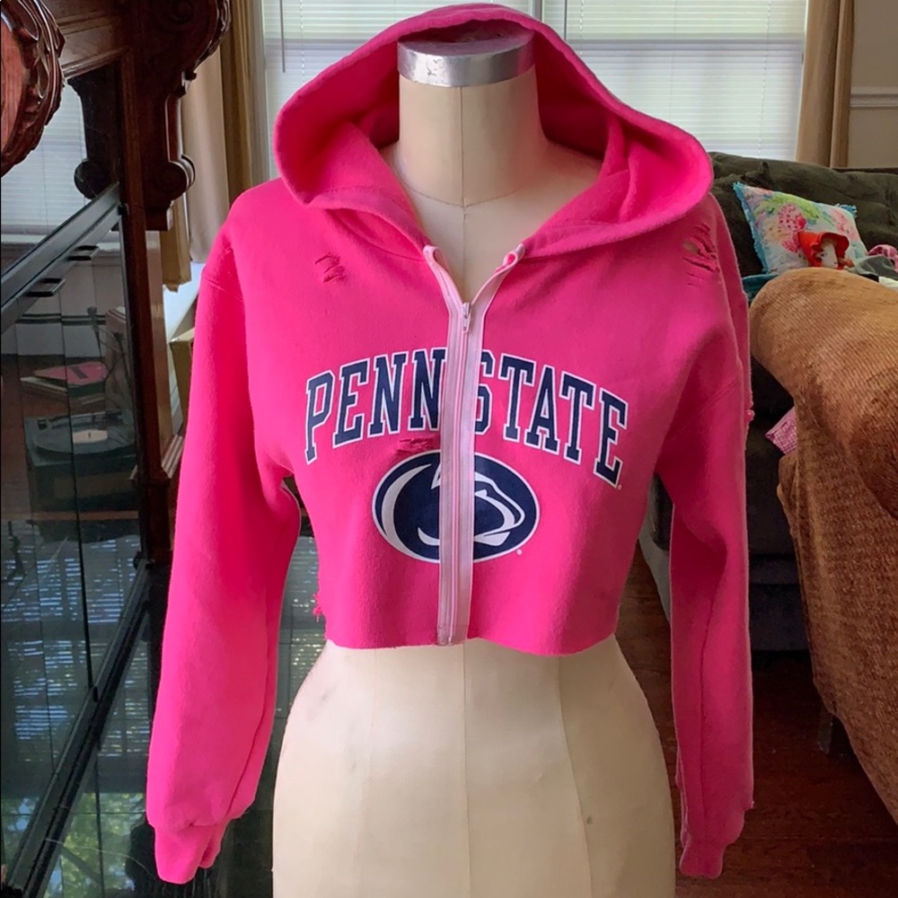 Custom Penn State Pink Champion Cropped Hoodie M